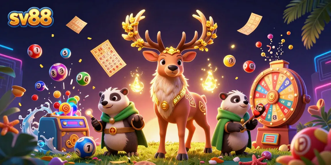 Experience the thrilling world of sv88 with a Celtic druid stag amidst vibrant gaming elements and prizes.