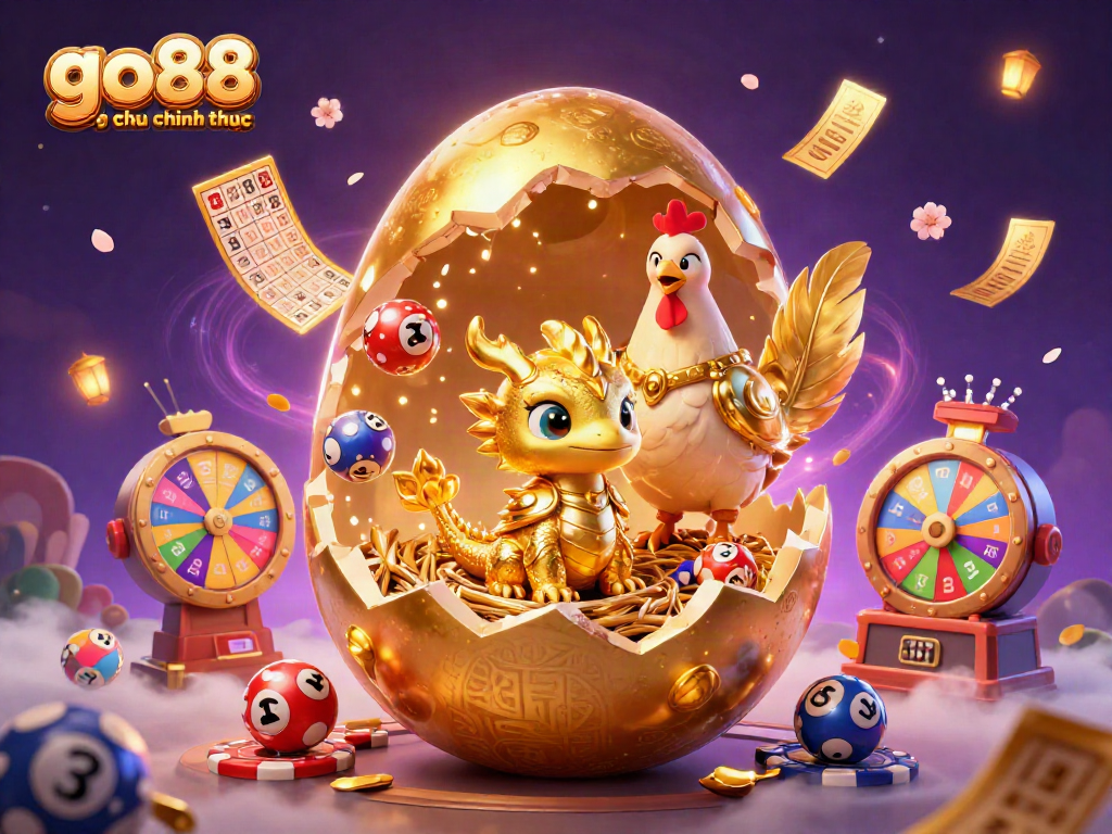 Experience the exciting "go88 trang chu chinh thuc" with a golden dragon amid vibrant casino elements.