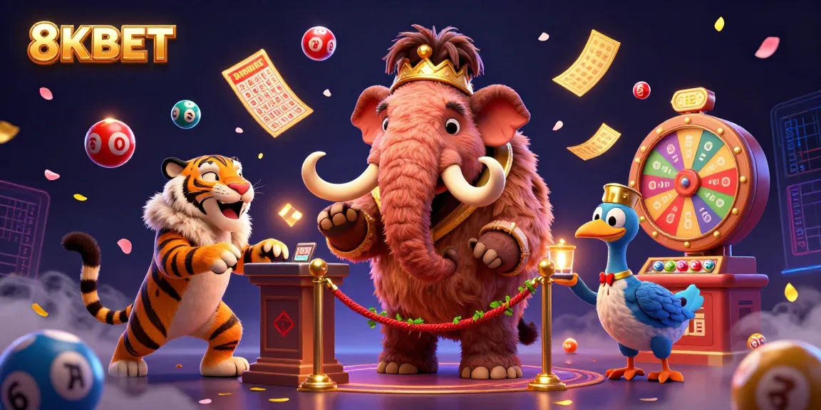 Experience the thrill of 8KBET with an illustration of exciting casino elements and characters.