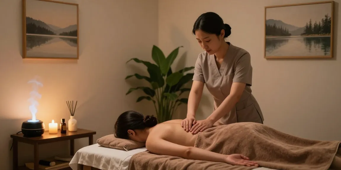 Calming 하남출장마사지 scene featuring a professional masseuse in a serene environment.