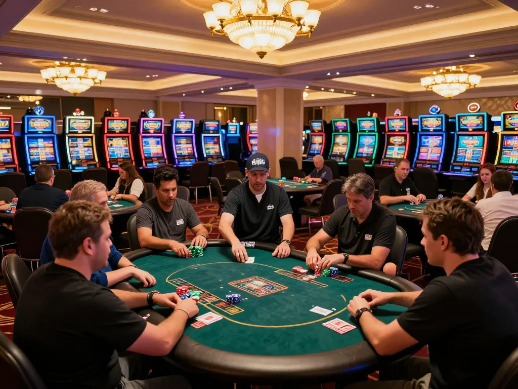 Action-packed scene of Đánh Bài Take2 at a casino with players strategically placing bets and enjoying their game