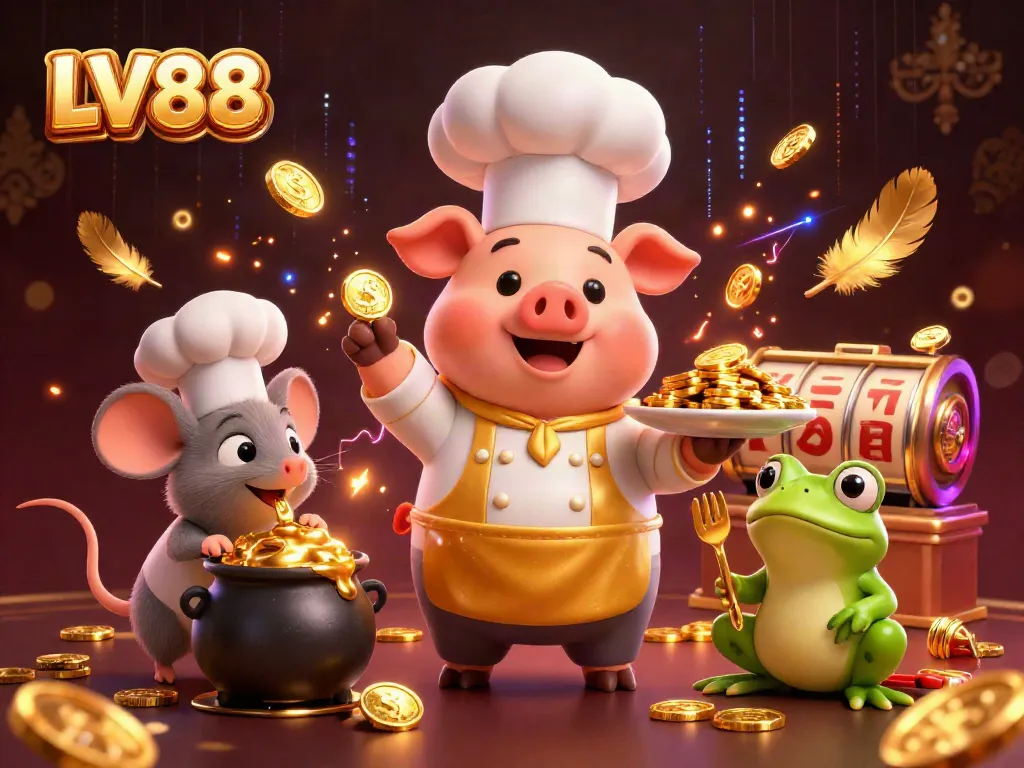 Join the gambling fun at LV88 with cartoon characters celebrating a jackpot victory!