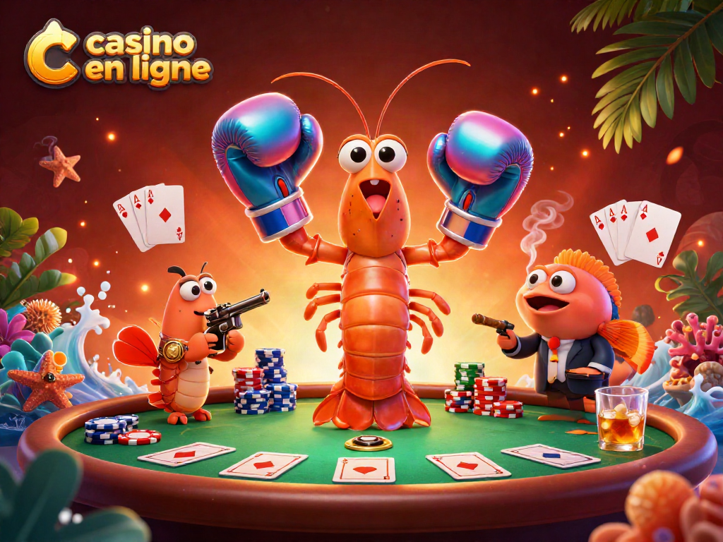 Jouez avec le casino en ligne dans une scène animée de poker captivante.
