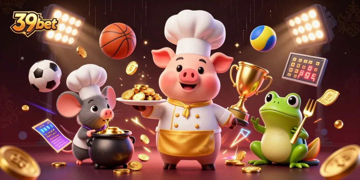 Experience winning thrills at 39bet with dynamic sports elements and gold coin rewards in a vibrant casino scene.