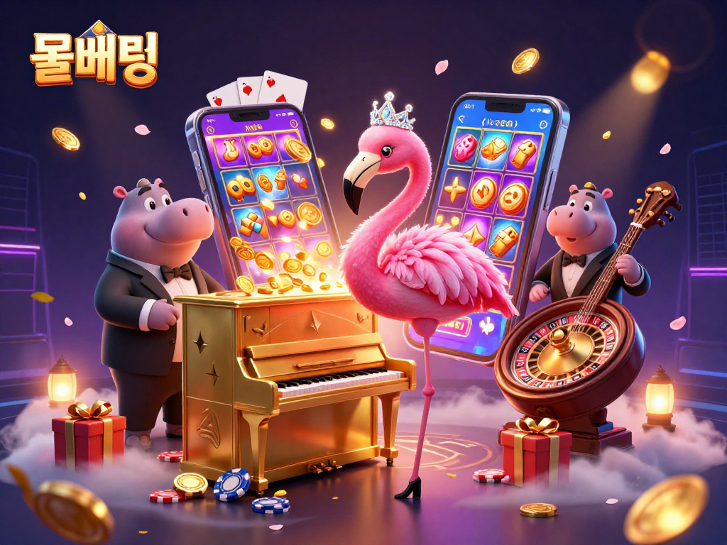 Experience thrilling 롤배팅 action with a vibrant casino scene showcasing colorful gaming elements and lively characters.