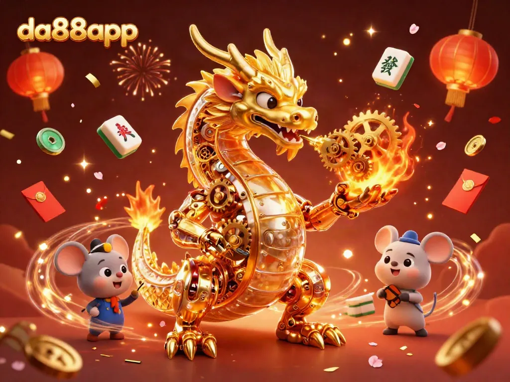 Engage with da88app's exciting gaming environment featuring a golden dragon and vibrant casino elements.