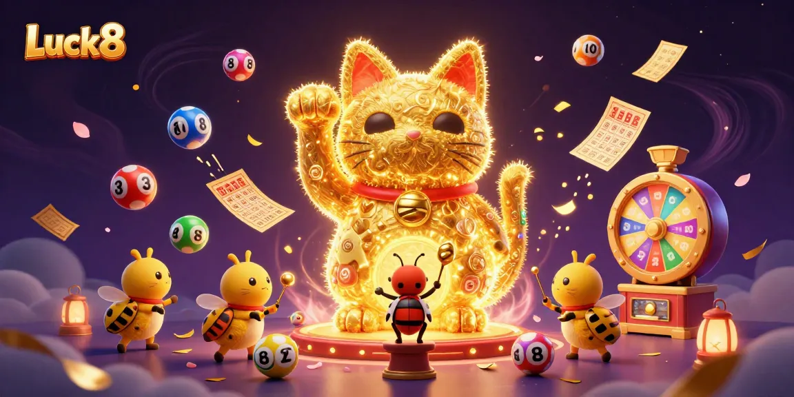 Experience the vibrant world of Luck8 with golden fireflies and colorful casino symbols in dynamic action.