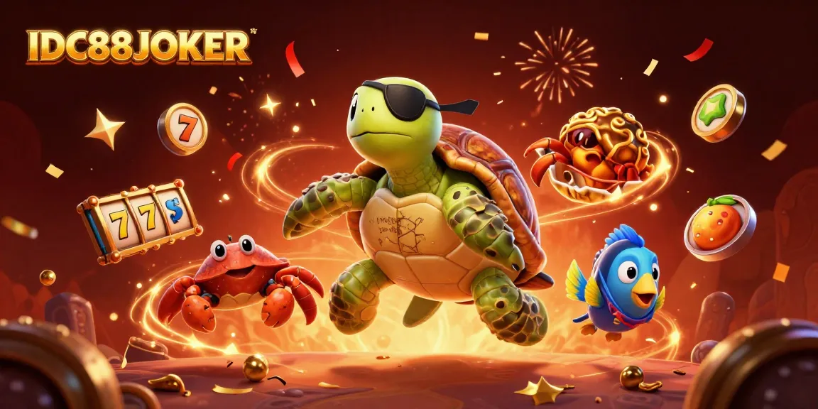 Play thrilling games with IDC88JOKER at an online slot paradise under festive fireworks.