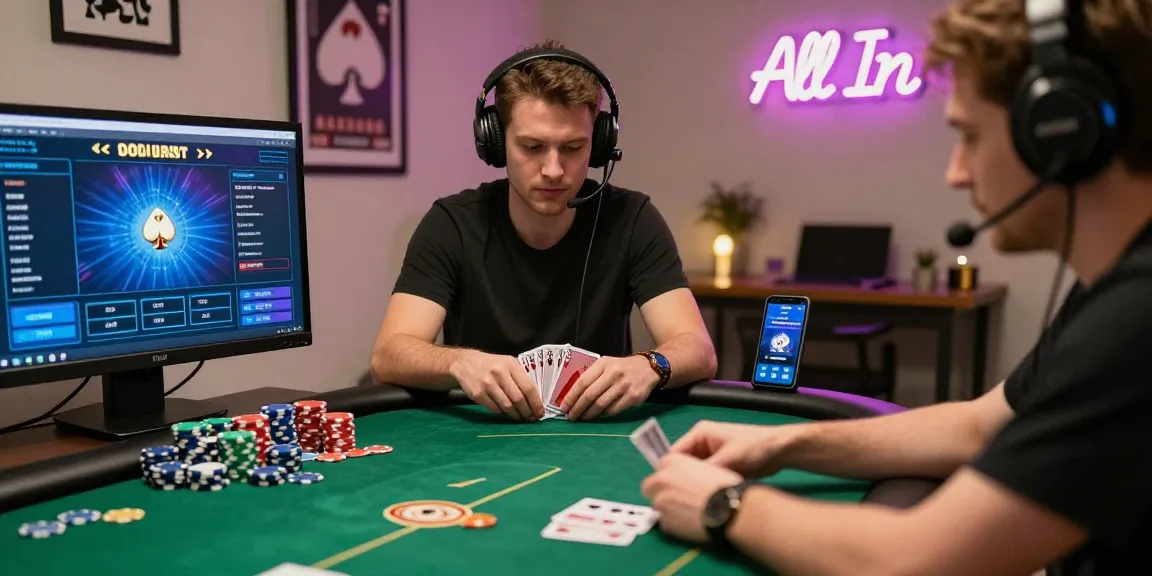 Engaged player in an online poker game, showcasing Alternatif Link Nagapoker for quick access to winning strategies.
