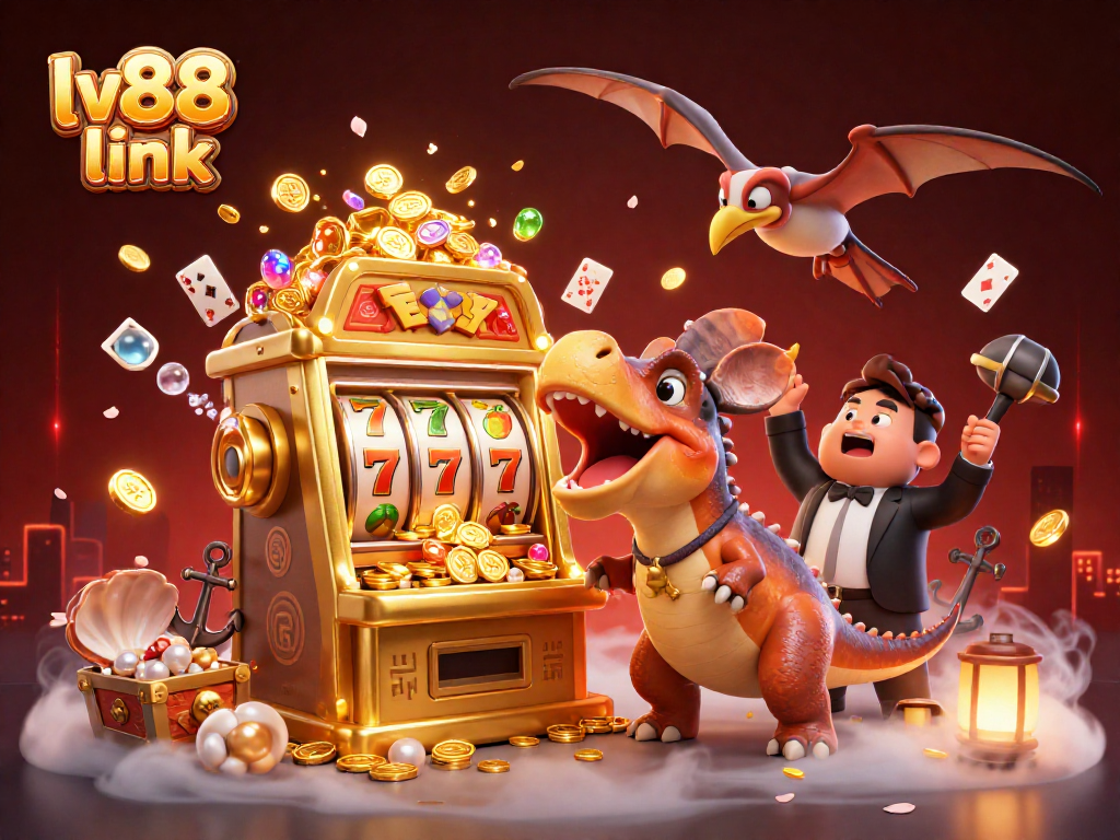 Experience the thrill of winning with lv88 link in this dynamic casino adventure illustration.
