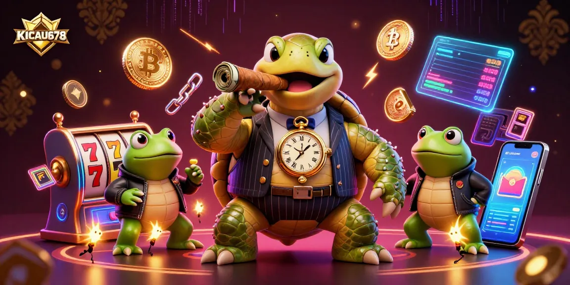 KICAU678 transforms gambling with lively visuals featuring slot machines and crypto elements.
