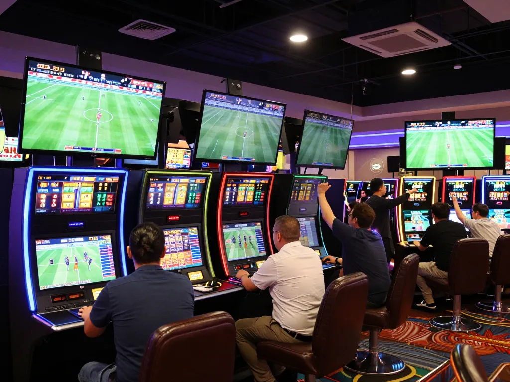 Engaged bettors analyzing kèo nhà cái odds in an exciting sports betting environment.