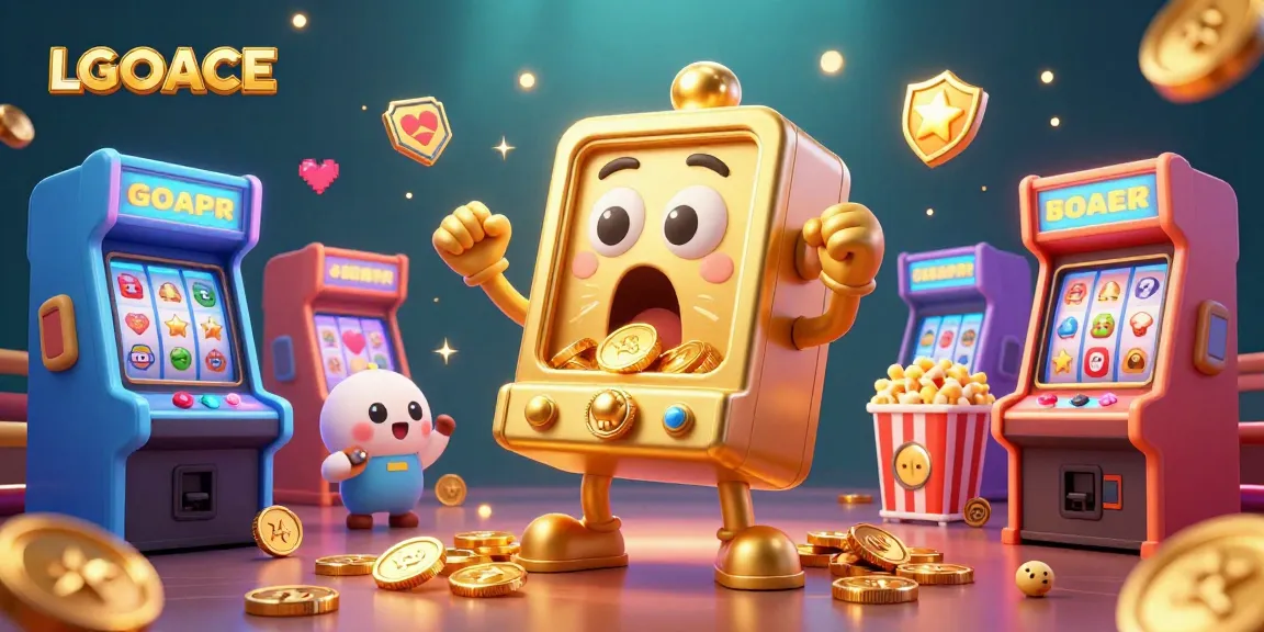 LGOACE slot machine hitting a jackpot with colorful arcade games and cheerful baby slot machines.
