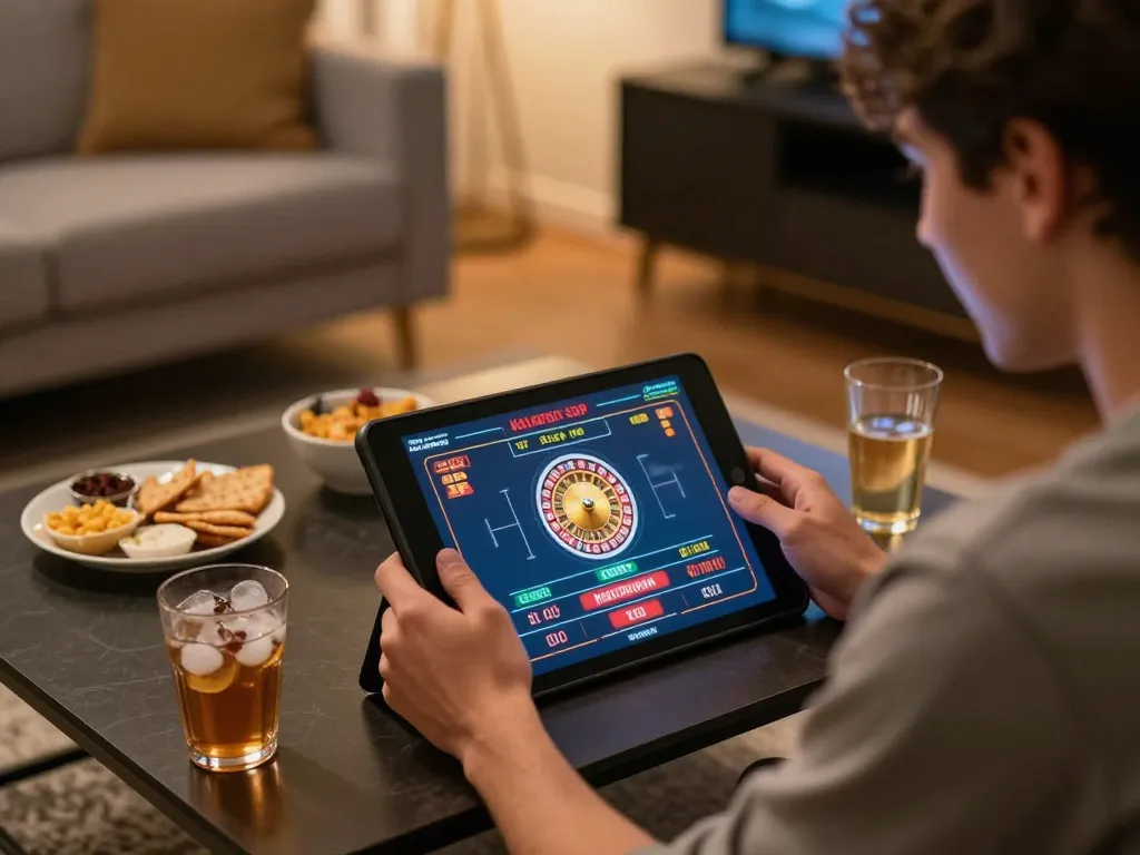Engaging with a live dealer game showing keluaran sgp online in a cozy home setting