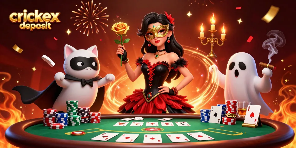 Engage with crickex deposit options displayed in a vibrant, dynamic 3D casino scene.