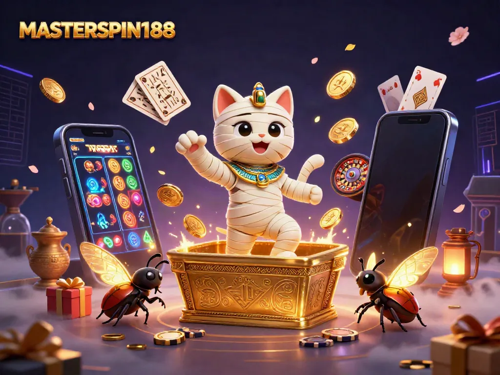 Spin and win with MASTERSPIN188's vibrant 3D representation of jackpots and rewards.