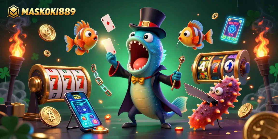 Engage with MASKOKI889's dynamic casino world showcasing magical scenes of entertainment.