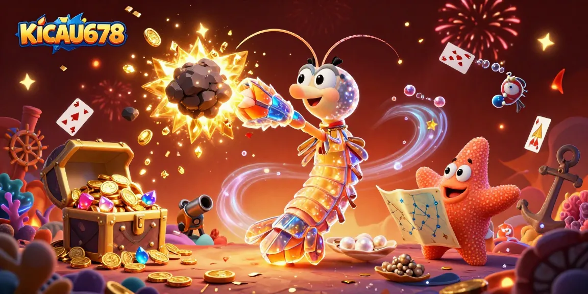 KICAU678 gamblers enjoying an explosion of riches in a vibrant underwater casino scene filled with jewels.