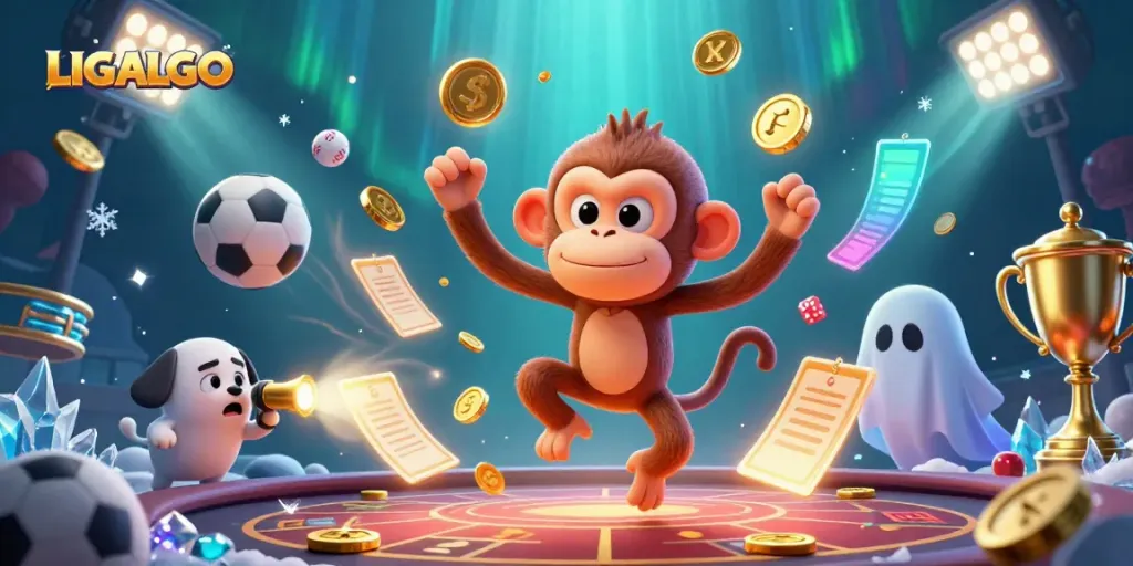 Experience LIGALGO's thrilling casino adventure as a playful poltergeist juggles golden treasures.