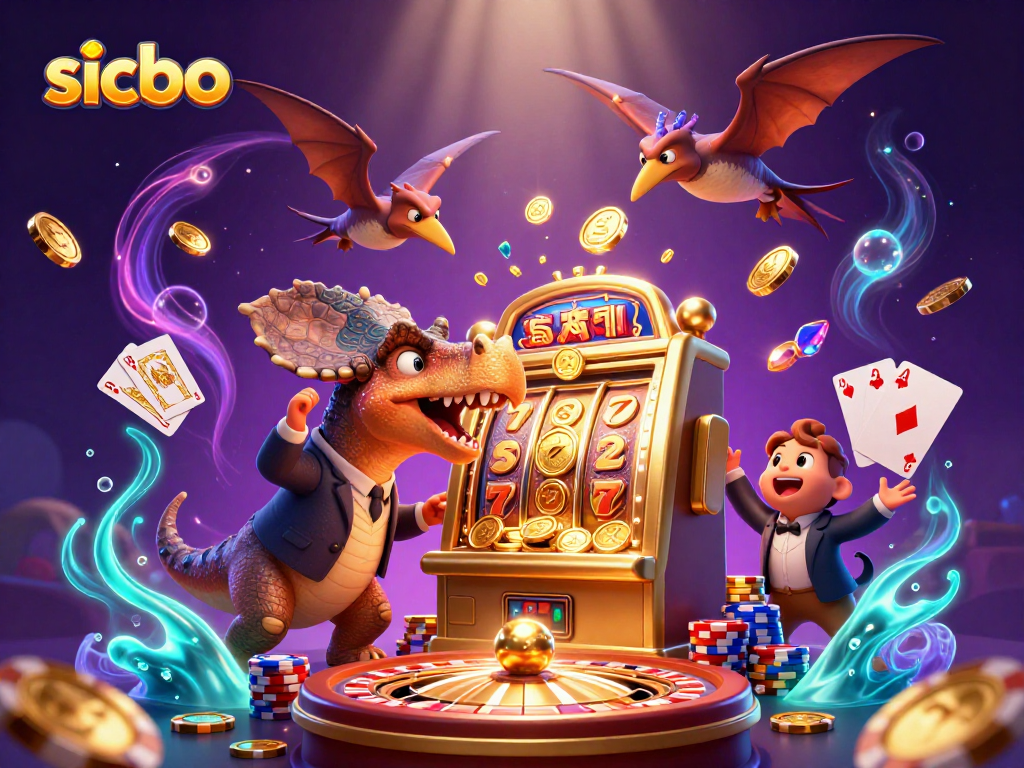 Catch thrilling sicbo winnings in a dynamic casino scene with massive jackpots and playful characters.