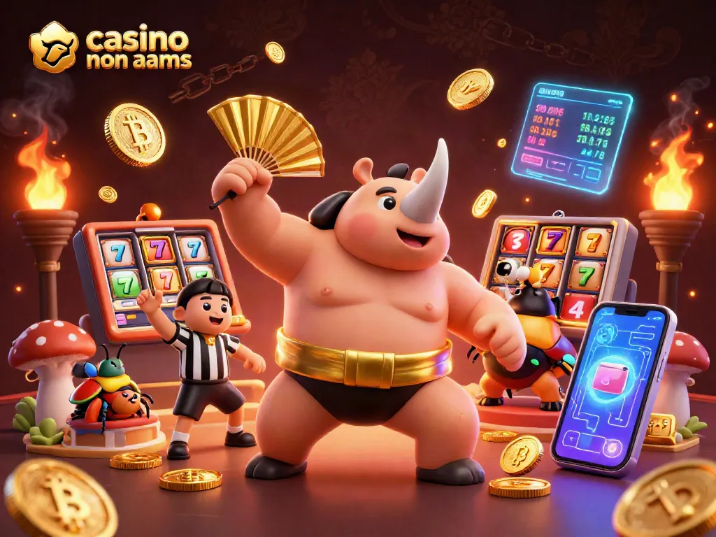 Gioca nei casino non aams per vincite epiche mentre un rinoceronte sfonda con monete d'oro.