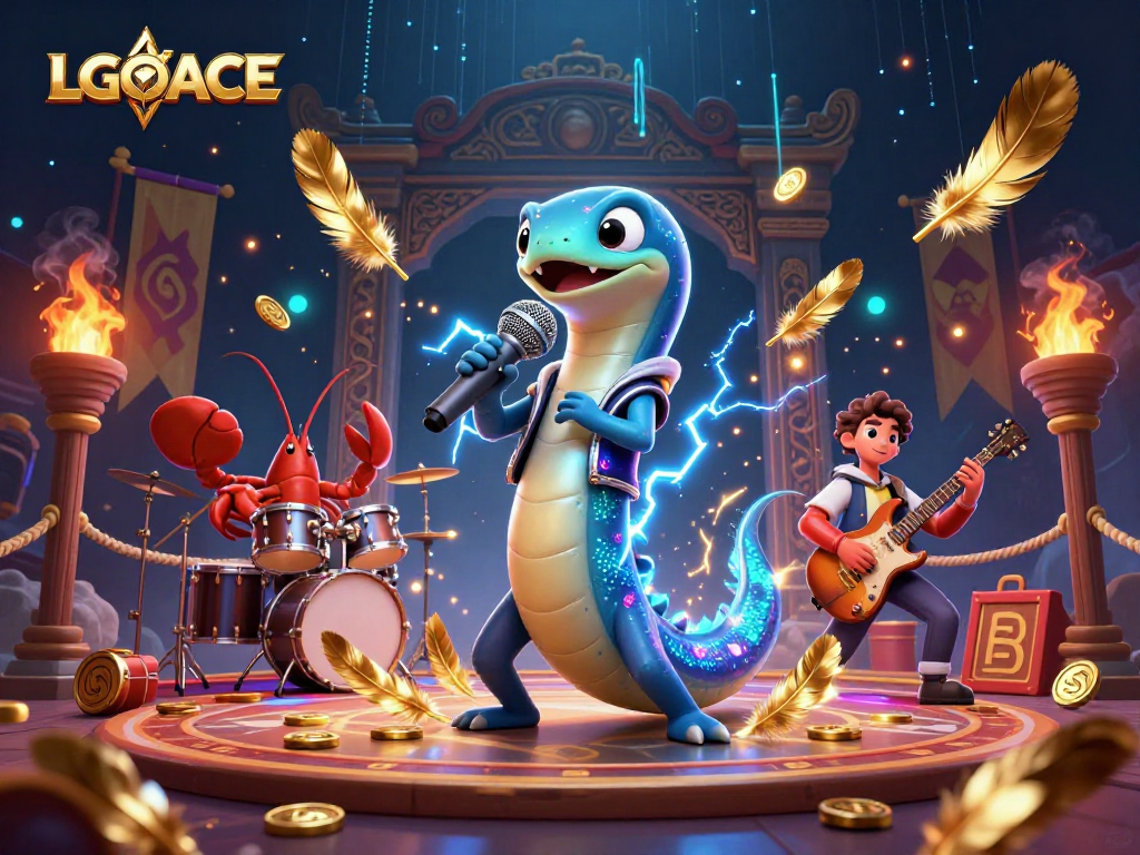 LGOACE showcases an electric eel DJ performing in an enchanting underwater casino scene.