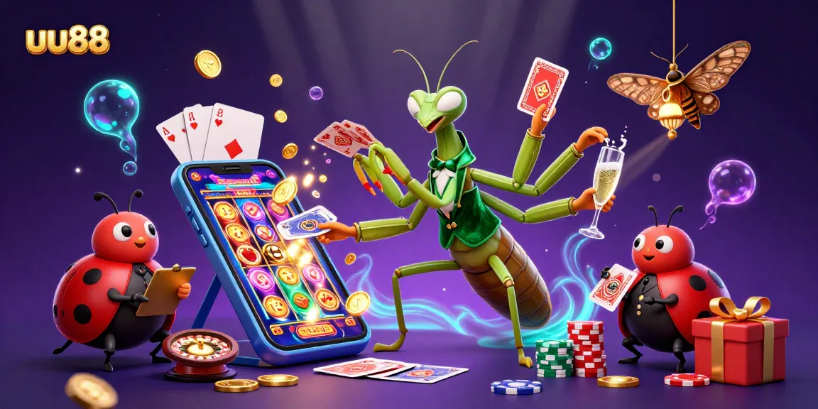 Engage with uu88's thrilling gameplay, featuring a lively casino scene with animated characters.
