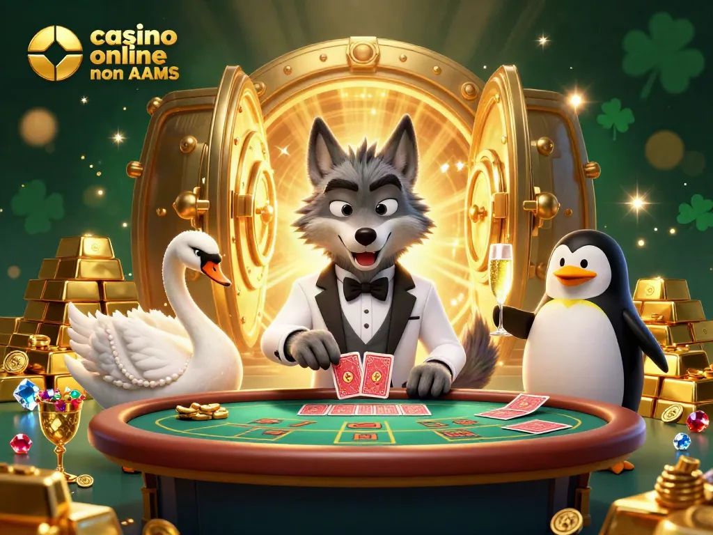 gioca ai casinò online non AAMS con eleganza e fortuna in un'illustrazione 3D vivace