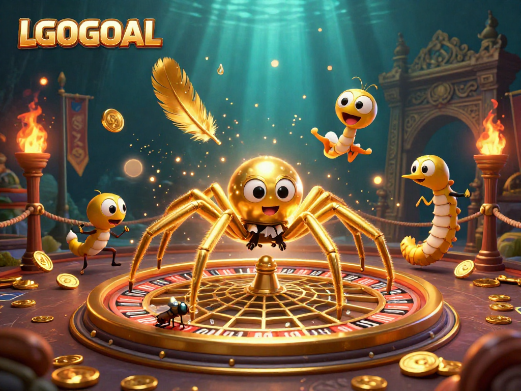 Experience LGOGOAL thrills as the golden spider spins a roulette web while a fly bets nervously.