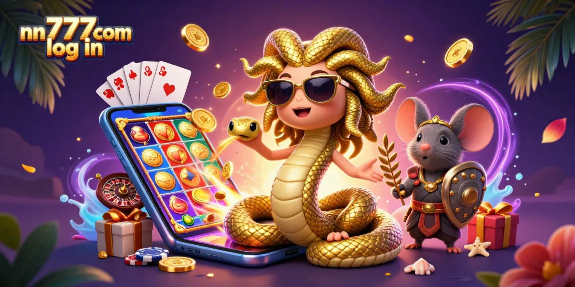 Engage with exciting gameplay at nn777com log in, featuring vibrant casino elements and friendly characters.