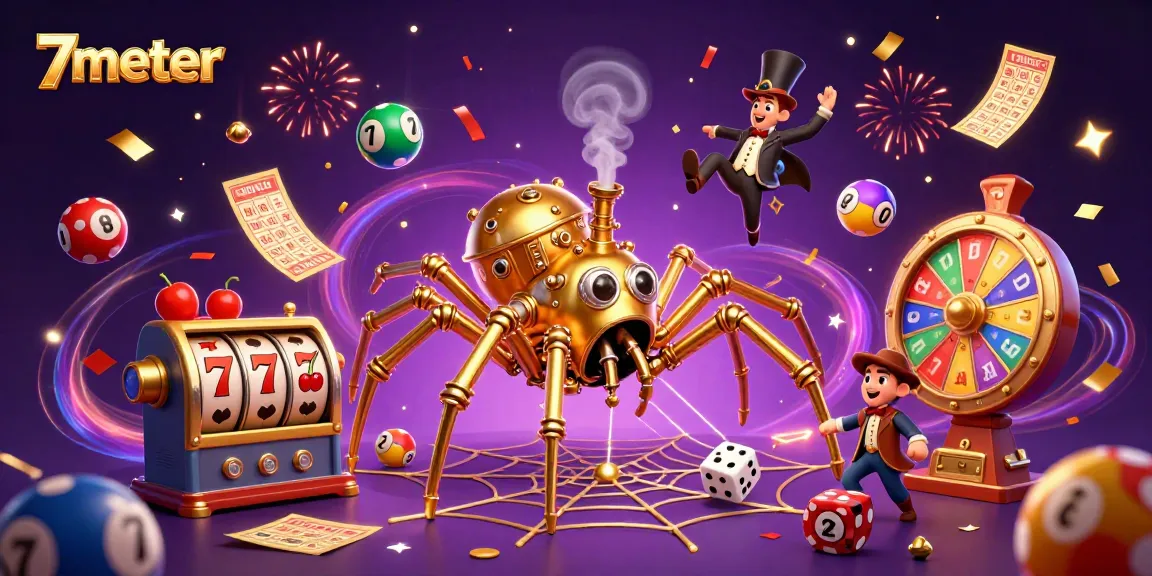 Spin winning slots with 7meter's vibrant 3D casino scene full of dynamic lottery elements.