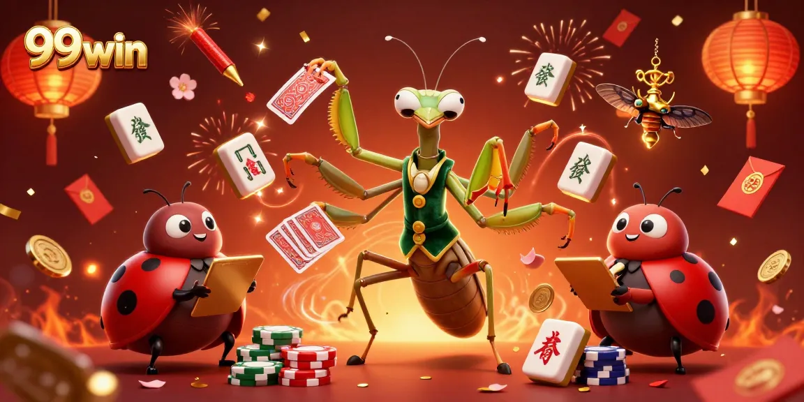 Engage in thrilling card games at 99win with vibrant casino characters and elements.