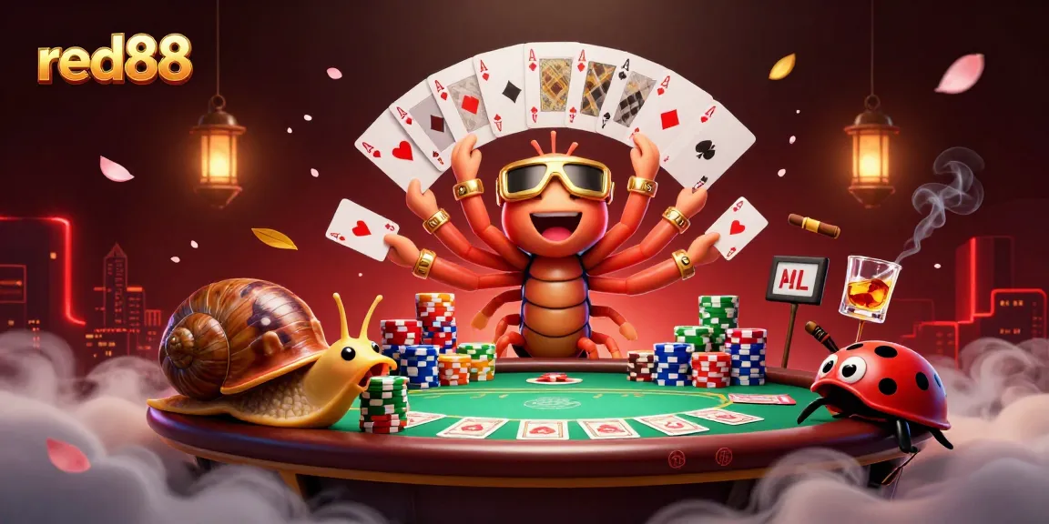 Experience the thrill of red88 with an engaging 3D illustration depicting lively casino action.