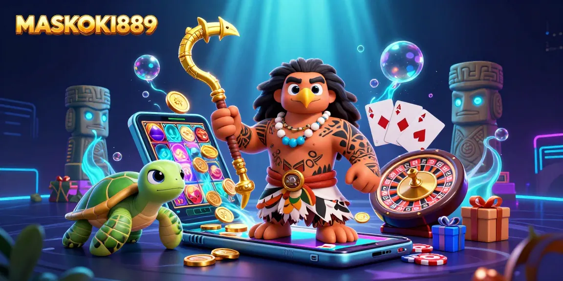 Engage in thrilling gaming adventures with MASKOKI889 featuring vibrant slots and glowing characters