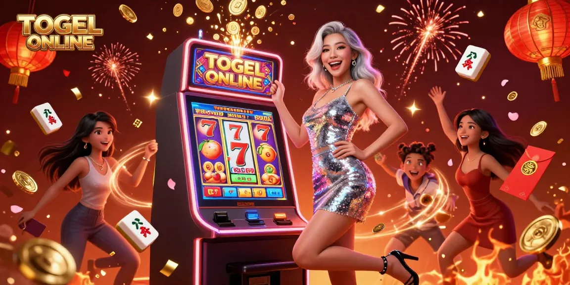 Play exciting TOGEL ONLINE slots with vibrant neon visuals and jackpot celebrations.