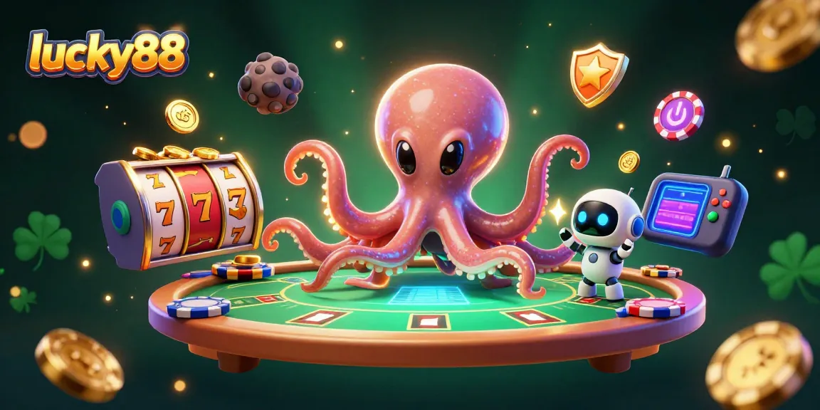 Engage with lucky88's vibrant slot experience featuring an alien octopus and fun casino game elements.