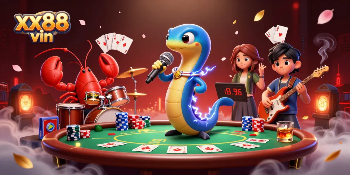 Experience xx88 vin's vibrant underwater casino atmosphere with dynamic 3D characters and poker elements.