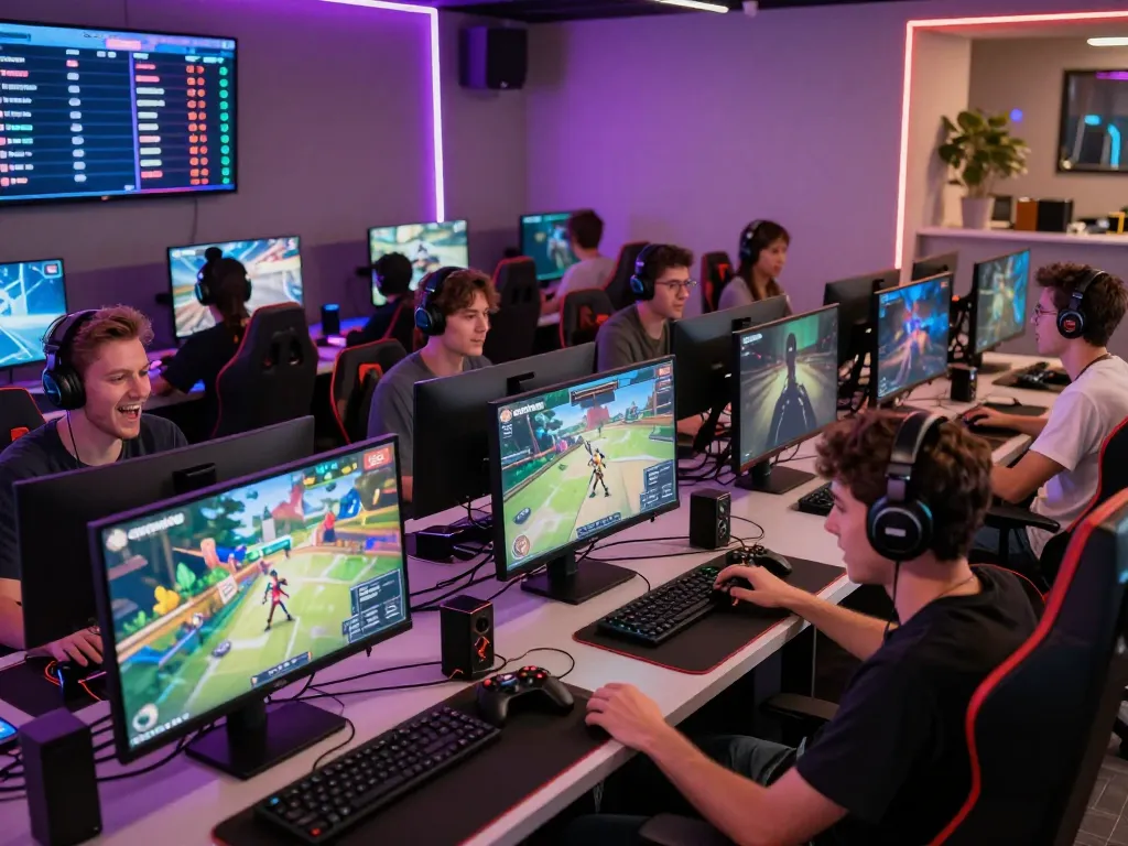Players celebrating their wins at autowin88 in a vibrant gaming lounge.
