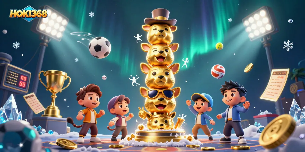 Experience the excitement of HOKI368 with a dazzling sports-themed illustration.