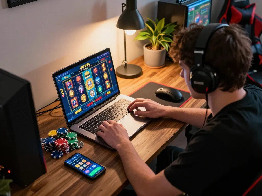 LGO SUPER player engaged in exciting online slot gaming session with vibrant visuals and chips.