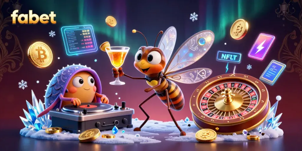 Fabet offers an exciting casino experience featuring a unique frozen-in-amber mosquito mascot.