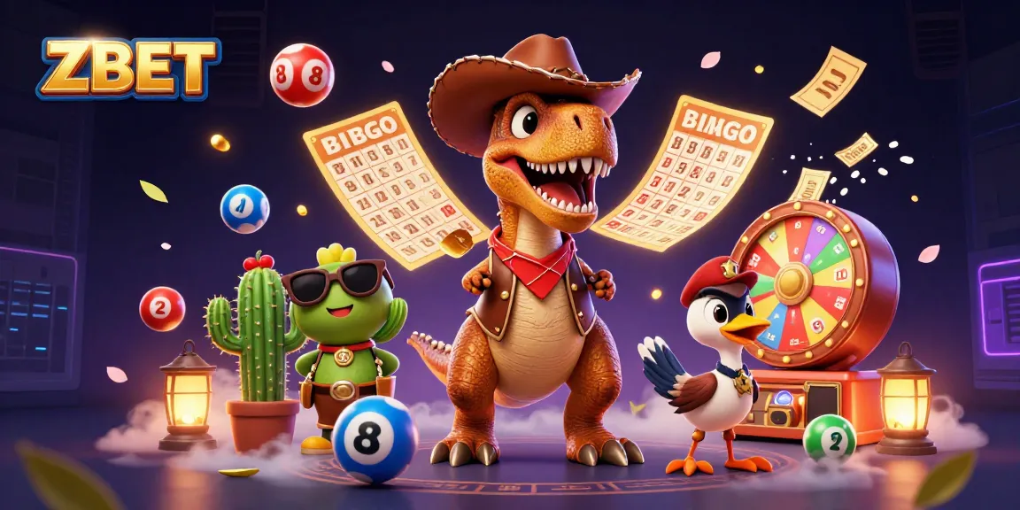 ZBET lottery excitement with a cowboy dinosaur and colorful bouncing balls