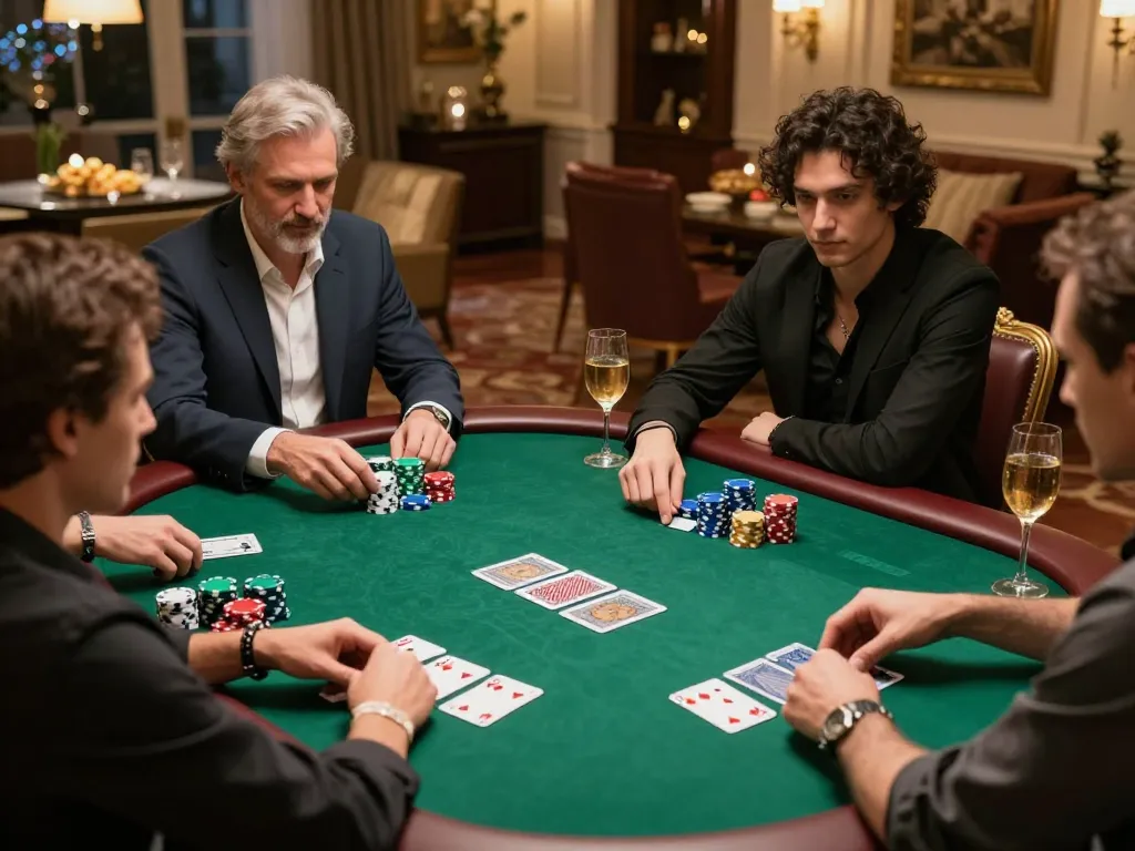 Participants playing poker in a private game setting, illustrating strategic moments at maxpoker88.