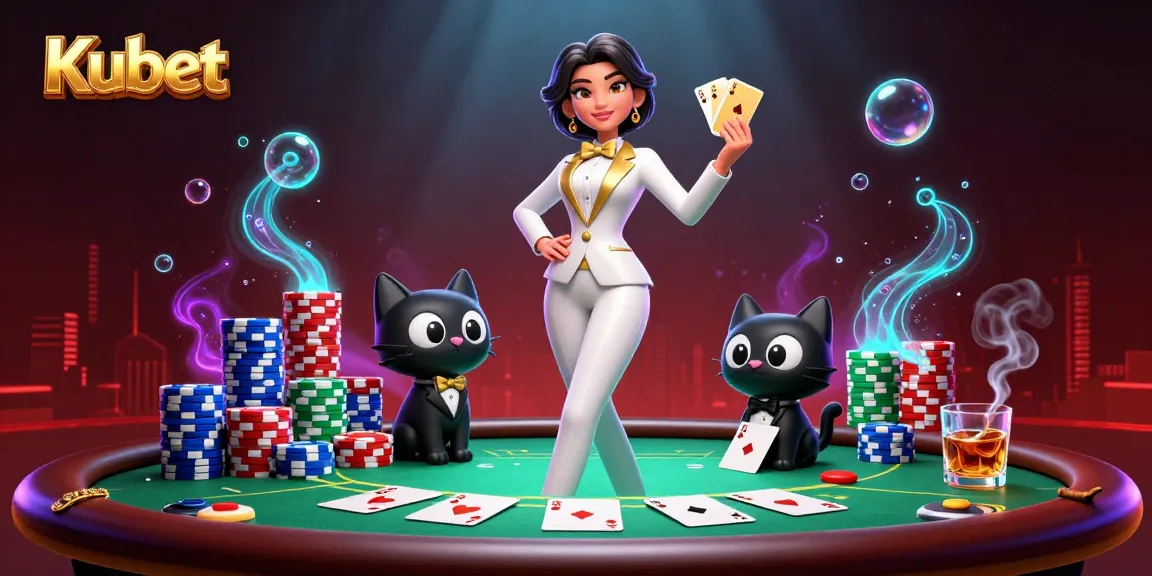 Kubet offers thrilling poker experiences with a stylish dealer, poker chips, and vibrant casino atmosphere.