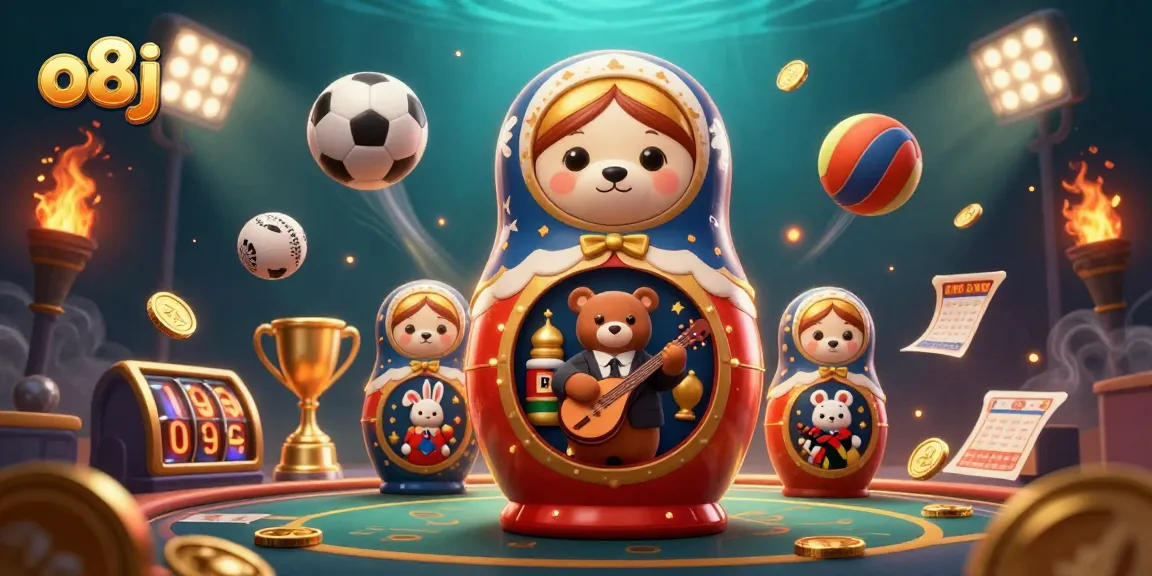 Experience dynamic gambling with o8j featuring playful bears, sports elements, and vibrant casino visuals.