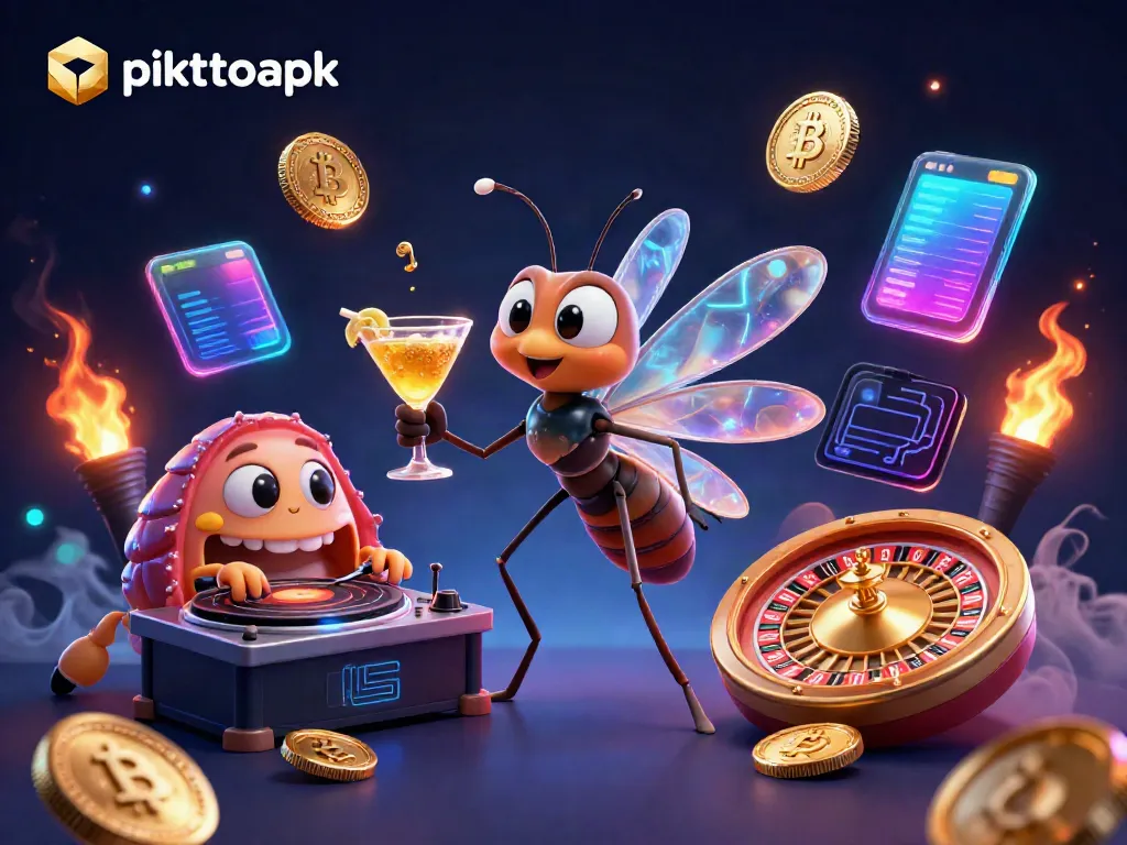 Engage in thrilling gaming with the piktotoapk mascot, blending crypto fun and casino excitement.
