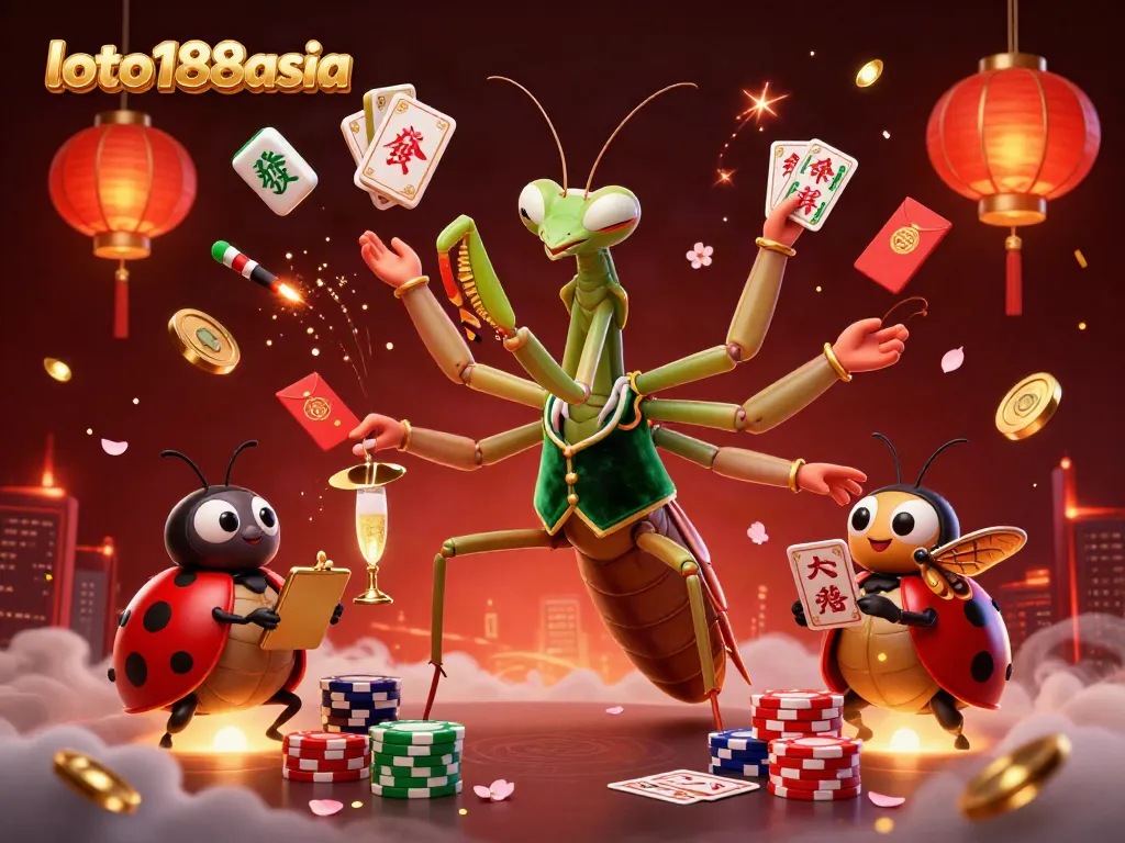 Experience the excitement of loto188asia with a vibrant 3D casino scene featuring dynamic characters and rich game elements.