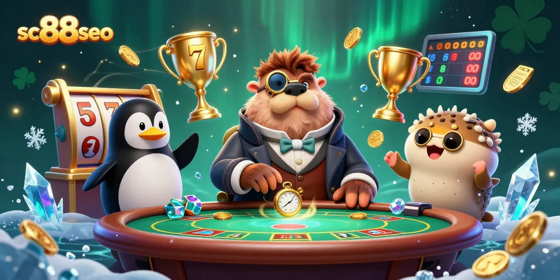Experience thrilling casino action with sc88seo in a lively underwater poker scene featuring whimsical characters.