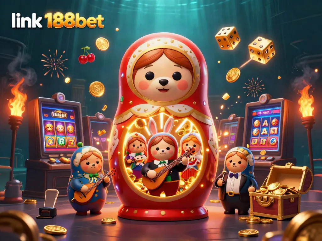 Experience the thrill of link 188bet with a vibrant casino-themed illustration featuring charming characters and lavish game elements.