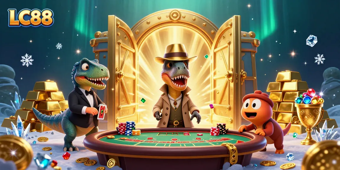 LC88 velociraptor card counter at a blackjack table with a suspicious stegosaurus pit boss and a sneaky compy.